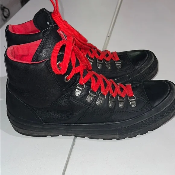 Converse Street Hiker Black with Red Lace High-Top Sneakers - Picture 14 of 15